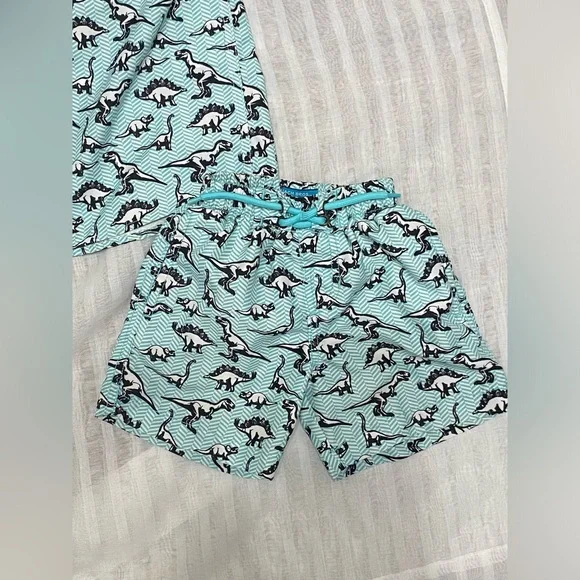 Beach Bros Kids' Chevron Dino Cabana Shirt & Shorts Set, size 4T